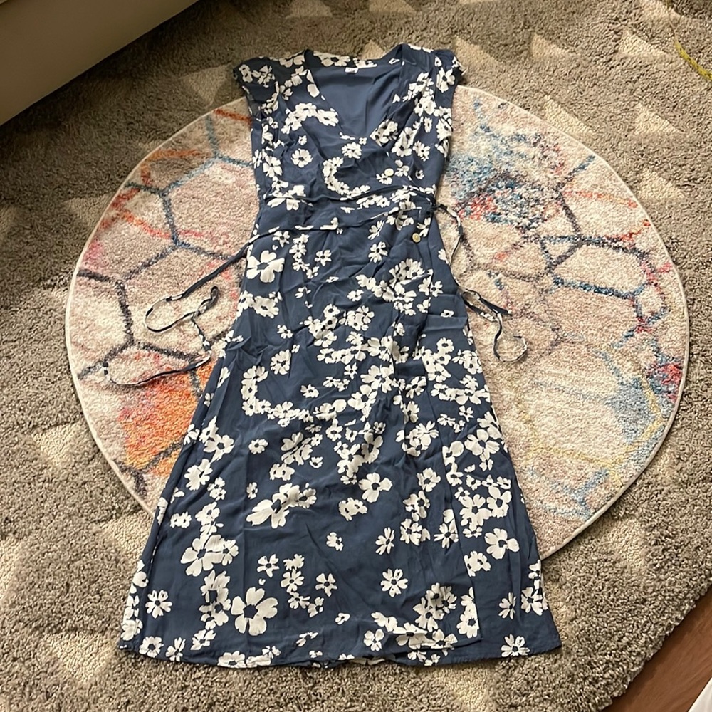 GAP Ashy Blue Midi Floral Dress - 0